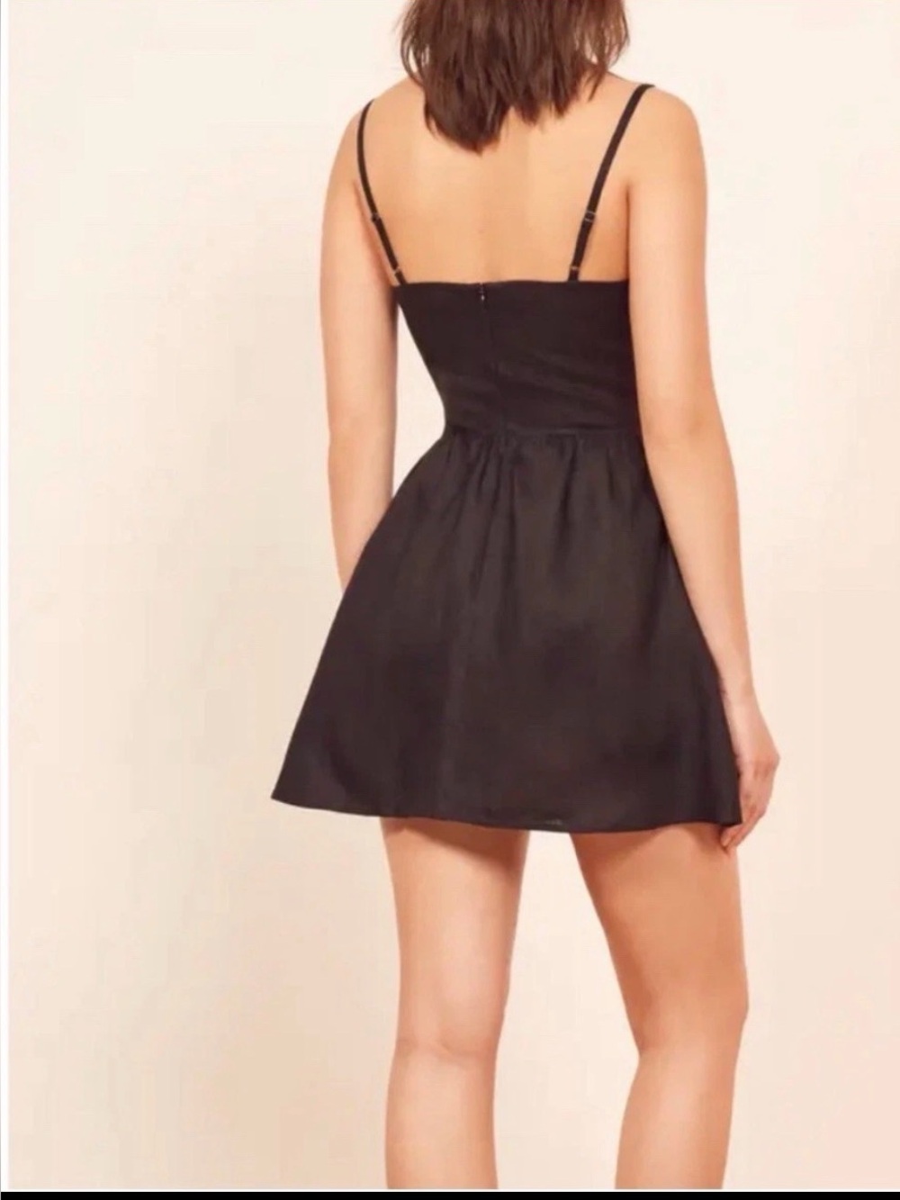 Reformation Velma Black Dress 100% Linen Size 6 - Picture 2 of 9